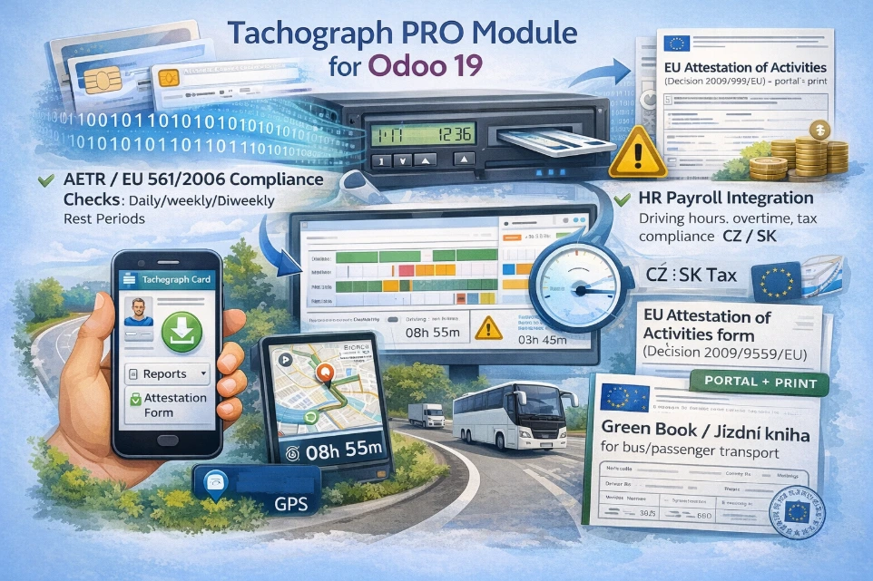 Modul tachografu a pro dopravní společnosti